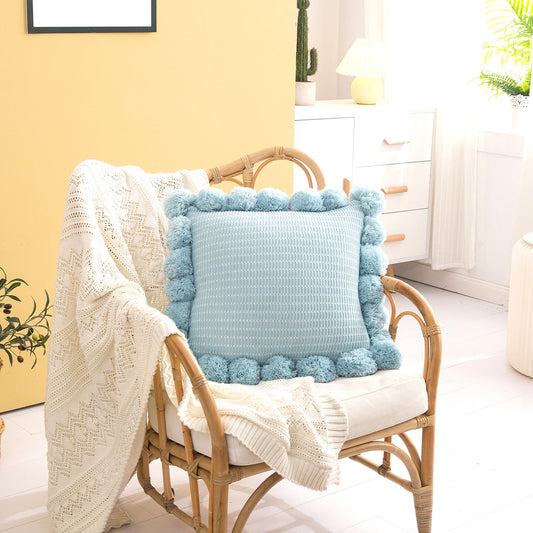 Blue Macrame Pillow
