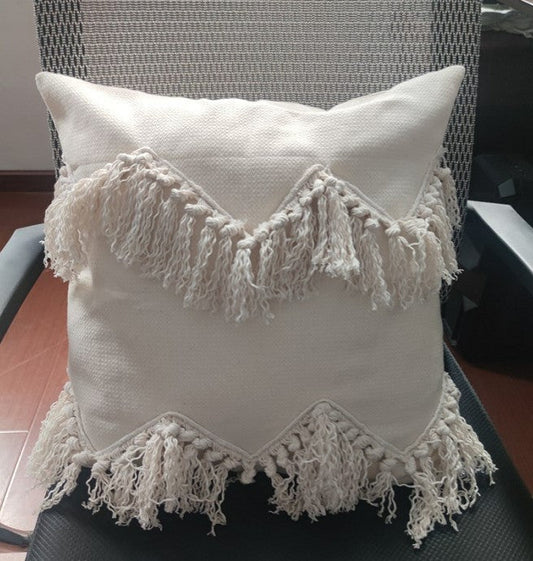 White Boho Throw pillow