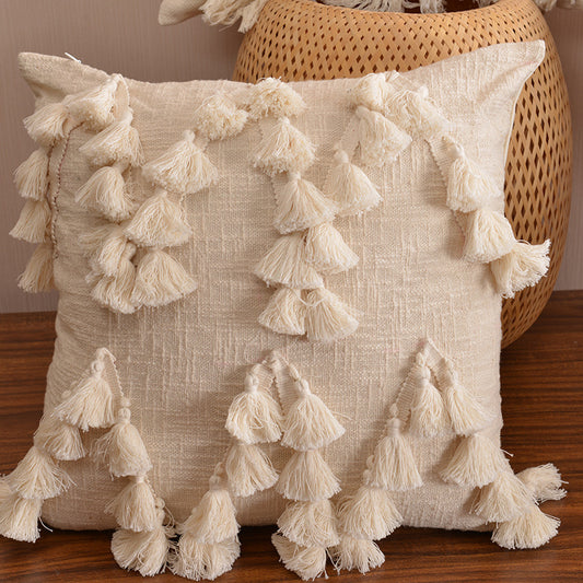 White Boho Pillow