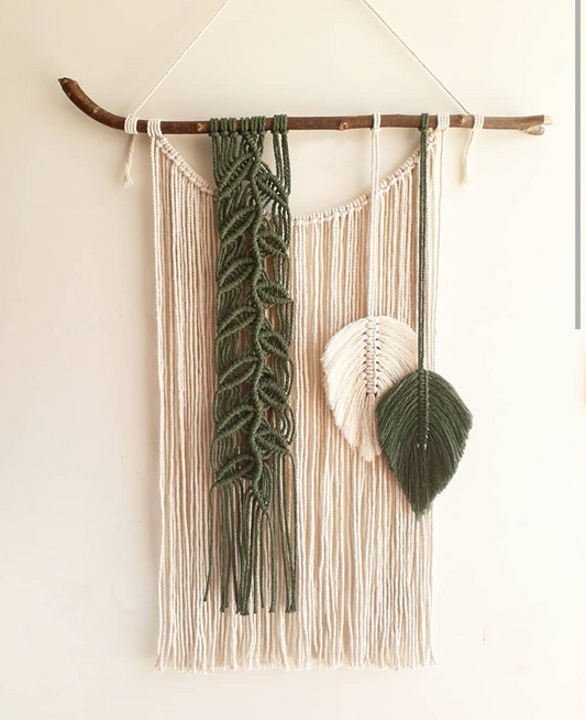 Army green Feather Tassel Tapestry