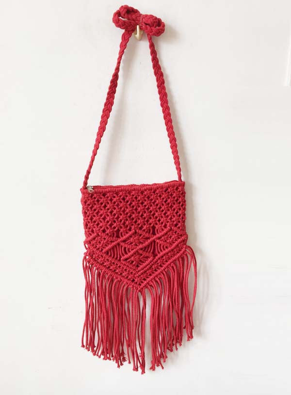 Red woven Bag