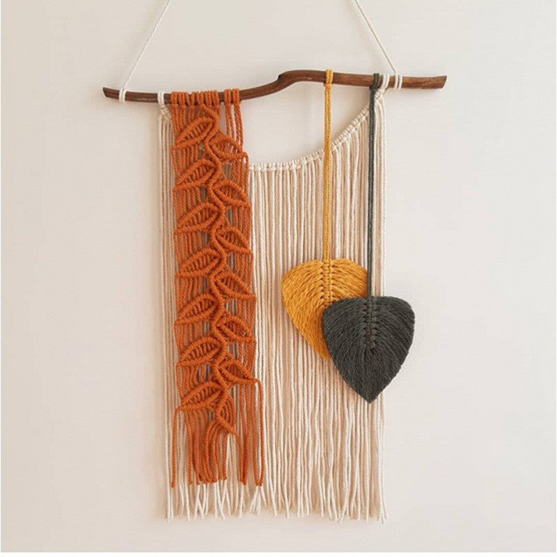 Colorful macrame feather tassel tapestry