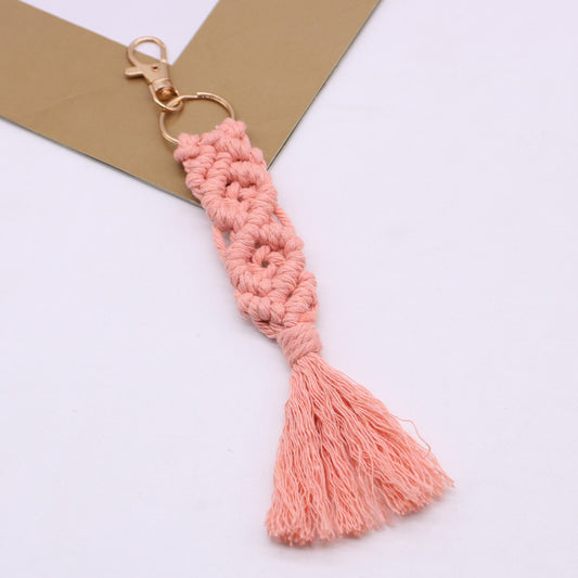 Pink Macrame Keychain